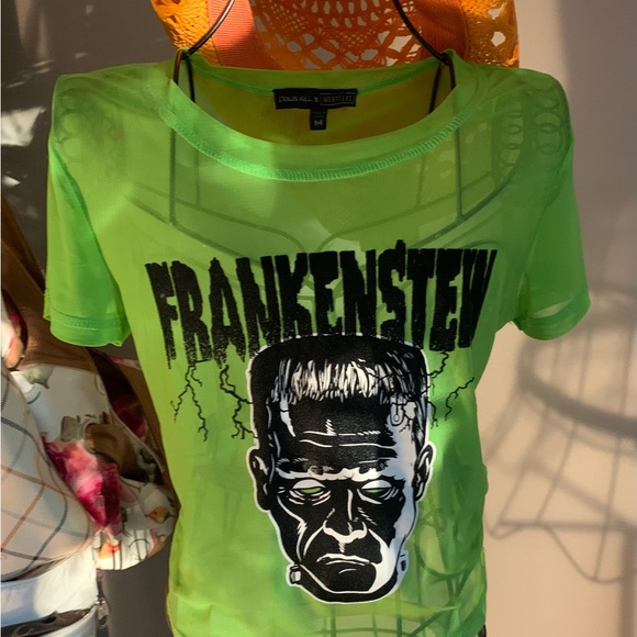 Lime neon green mesh Frankenstein t - Picture 5 of 5